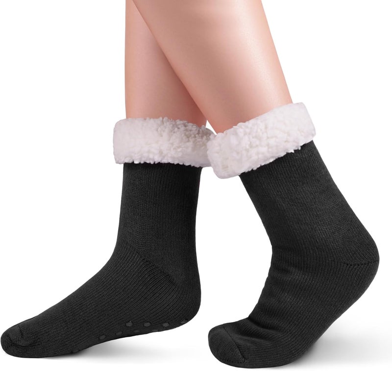 KFUBUO Kids Slipper Socks with Non Skid Bottoms Fleece-Lined Warm Fuzzy Socks - Image 2
